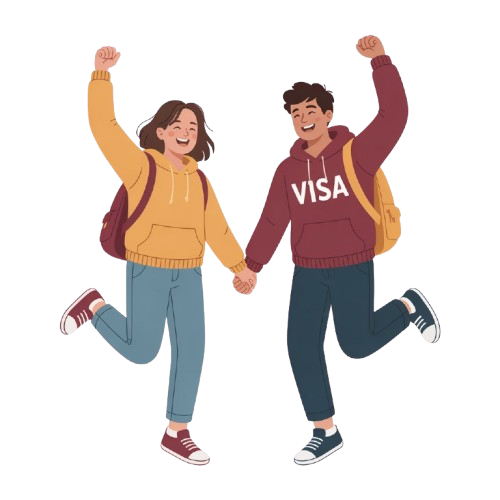 Two happy students celebrating success