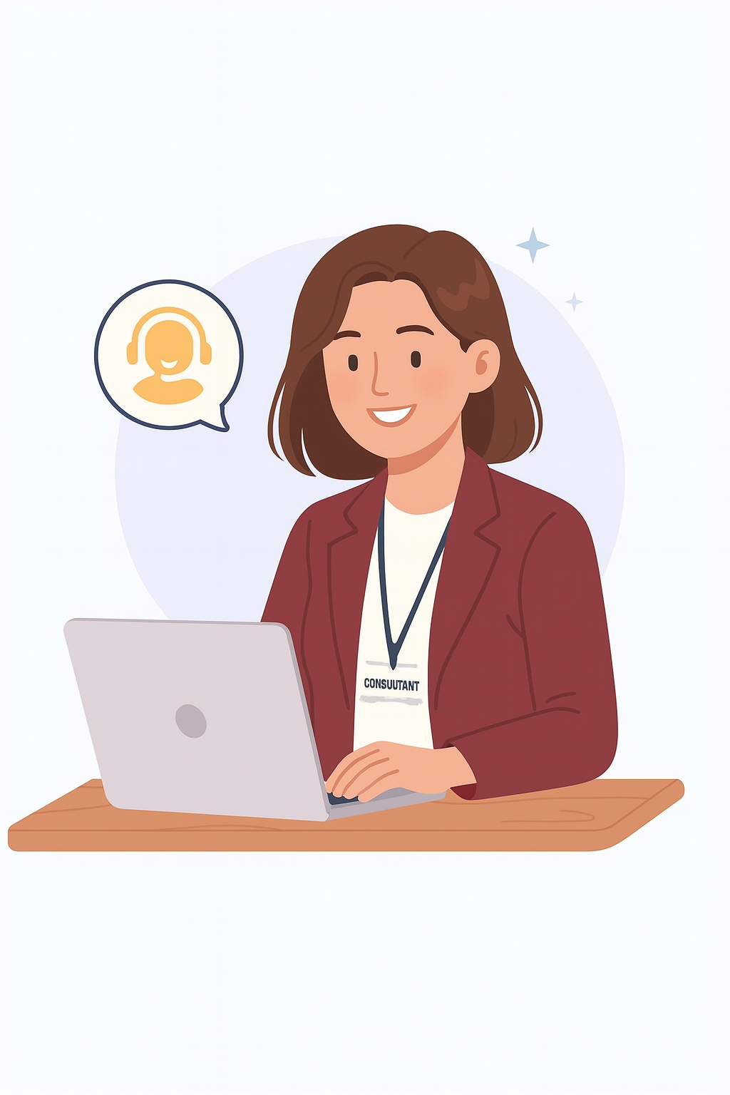 Professional consultant with curly hair and glasses in front of blackboard with mathematical equations